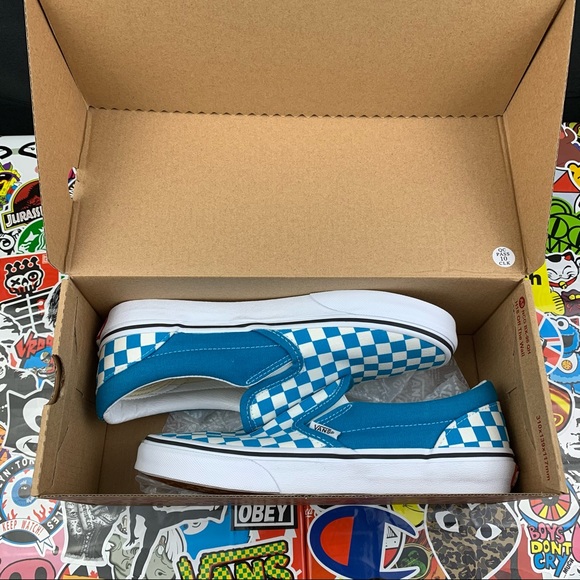 Van's Slip-on Delphinium Blue Checked Women’s - Picture 10 of 10